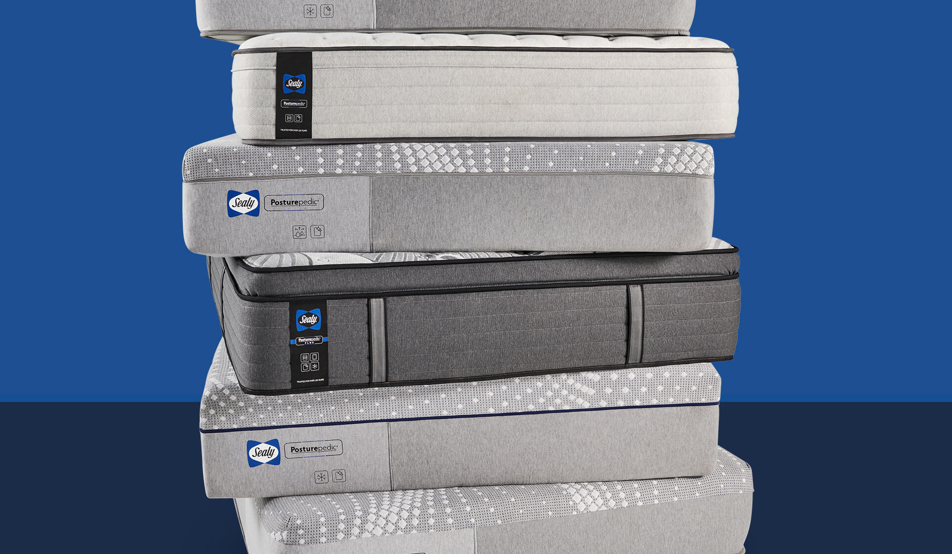 Mattress stack of Sealy® posturepedic mattresses